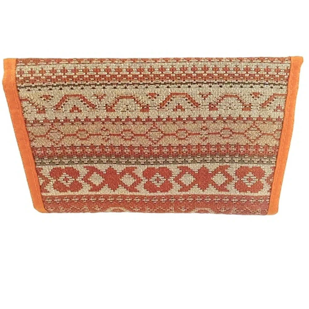 Rolfs Vintage Brown Orange Gray Aztec Design Bifold Hook & Loop Wallet, Unisex